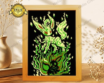 Anime 3D gelaagde schaduwdoos SVG, huisdier monster lichtbak sjabloon voor Cricut Silhouette
