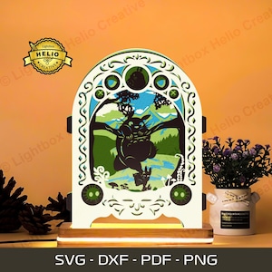 Caja de luz emergente 3D de la Familia Espíritu del Bosque SVG: Plantilla de caja de sombras de anime (descarga digital)