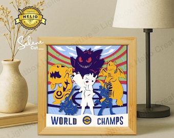 Pokemon Lightbox SVG, DIY Satoshi Weltmeister Schattenbox Vorlage (Digitaler Download)