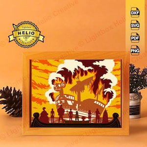 One Piece Lightbox SVG: Farewell to Going Merry Shadow Box Vorlage (Digitaler Download)