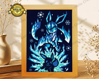 Anime 3D gelaagde schaduwdoos SVG, huisdier monster lichtbak sjabloon voor Cricut Silhouette