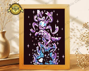 Anime 3D gelaagde schaduwdoos SVG, huisdier monster lichtbak sjabloon voor Cricut Silhouette