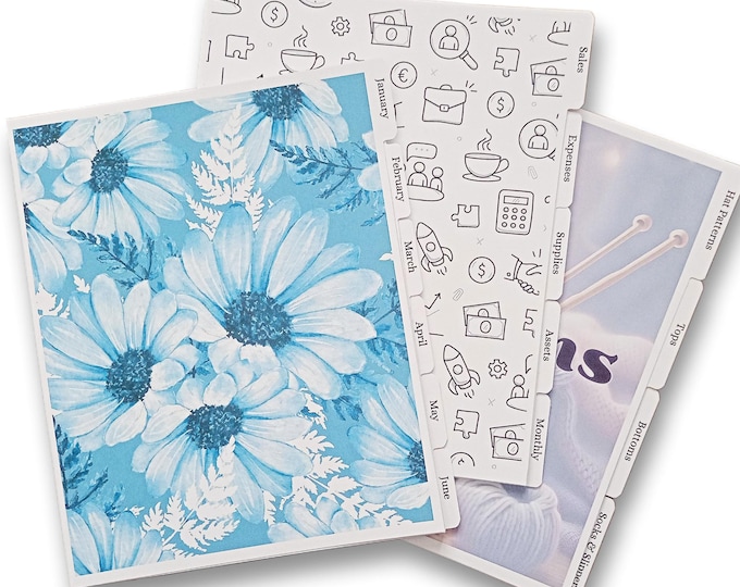 Custom A5 Tab Dividers. Front and label printing with prepunched and laminated options. Customize your dividers with a provided template.