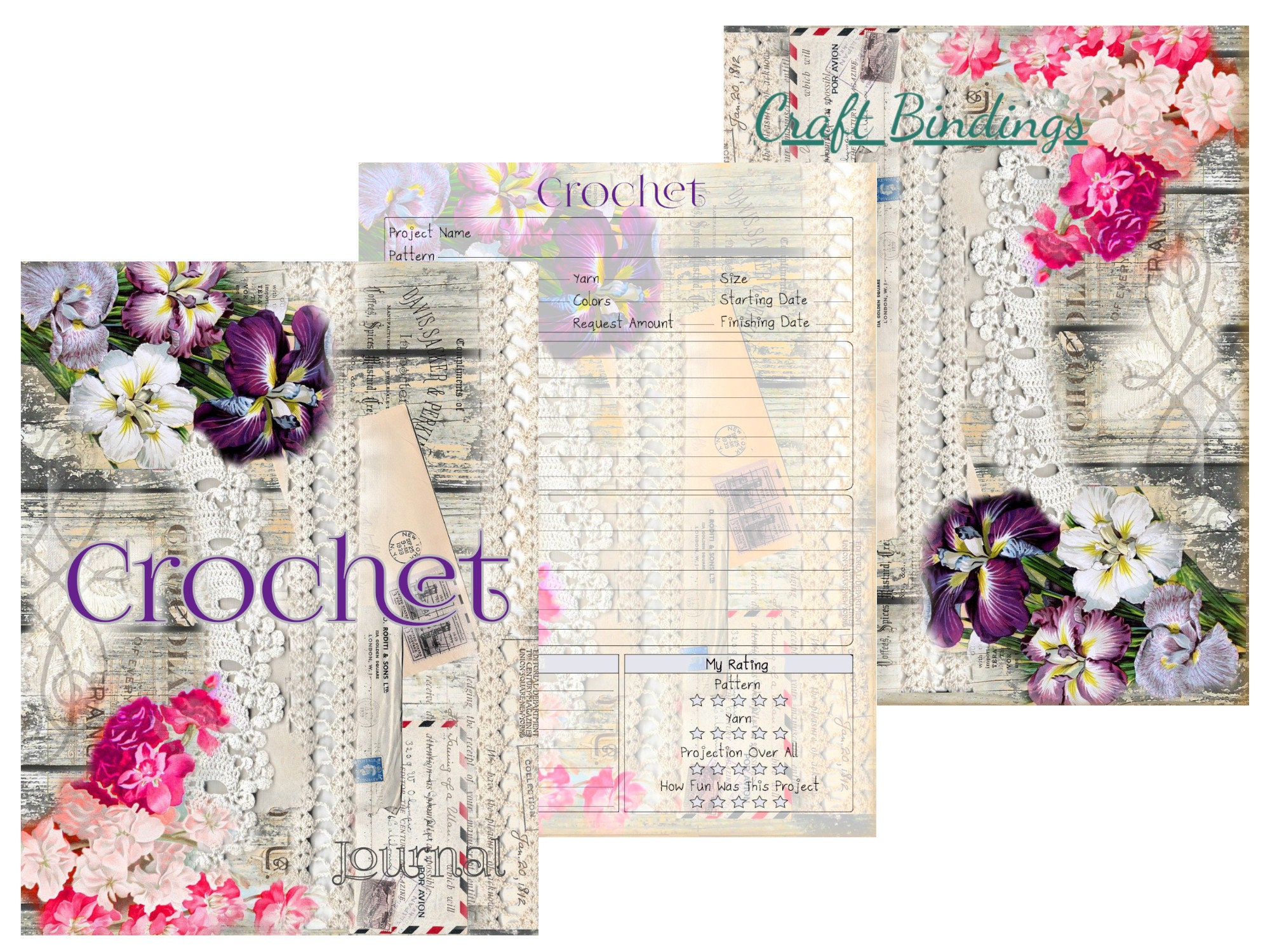 Crochet Journal - Crochet Project Planner, Composition Vinyl Covers