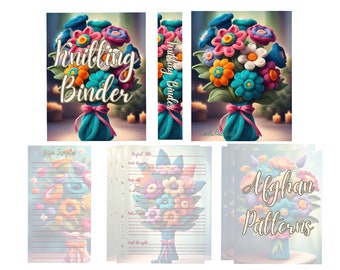 Download - Knitting Binder Inserts Bundle, includes F/B Covers, Spine, 8 Divider Inserts, Project Planners and Yarn Sample Sheet