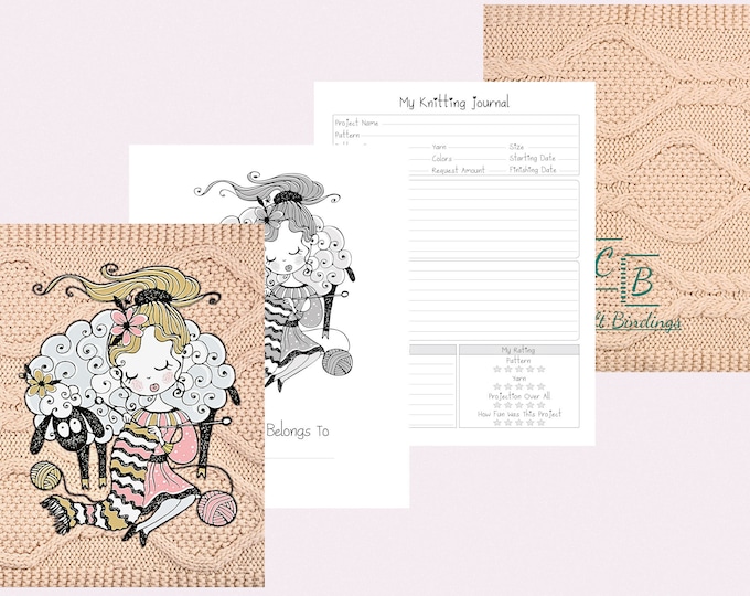 DIGITAL - Knit Stitches Knitting Journal - 50 Knitting Project Planner Pages