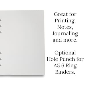 A5 paper for printing and journals. A5 6 ring binder paper.