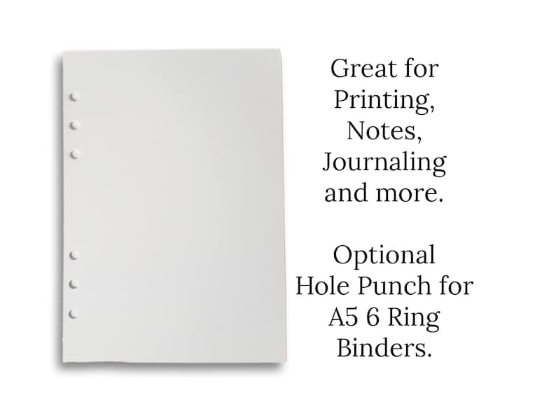 A5 paper for printing and journals. A5 6 ring binder paper.