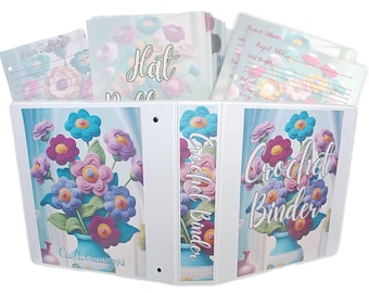 Crochet Binder Starter Set - Includes Decorated Front, Back and Spine, Dividers, Yarn Sampler, Project Planners and More!