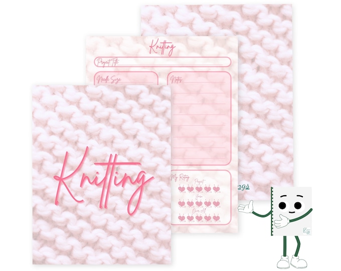 DIGITAL Light Rose Knitting Journal, Knitting Project Tracker helps organize your Knitting Projects and keep notes for future endeavors