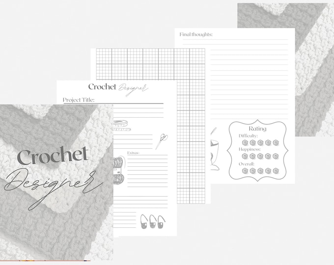 DIGITAL Crochet Designer Journal / Project planner - Organize, Plan and Design Crochet Projects in this Crochet Planner