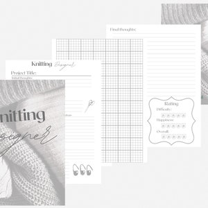 DIGITAL Knitting Designer Journal / Project planner - Organize, Design, Plan 20 Knitting Projects