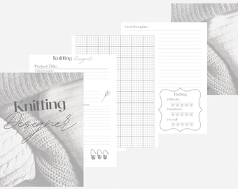 DIGITAL Knitting Designer Journal / Project planner - Organize, Design, Plan 20 Knitting Projects