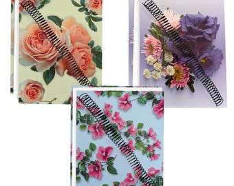 Floral Covers Spiral Binding Kit: Prepunched 24lb or 32lb Paper, Glossy Cardstock Covers, Binding Coil