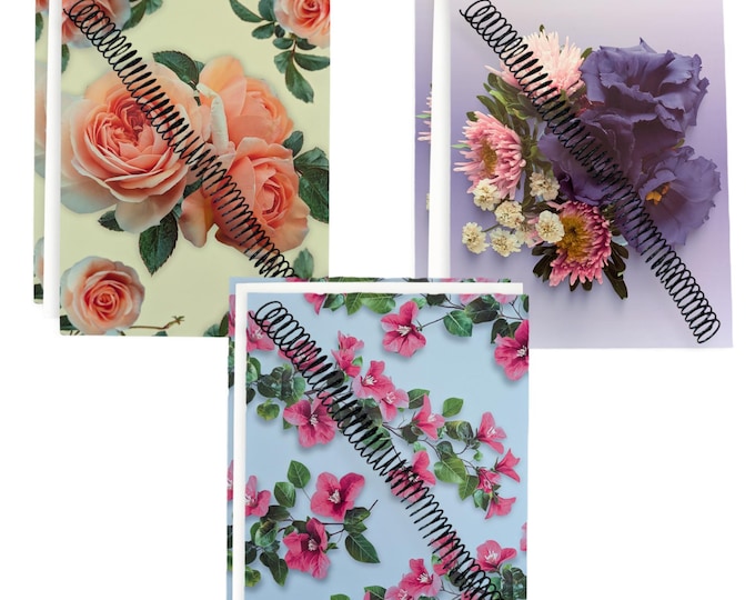 Floral Covers Spiral Binding Kit: Prepunched 24lb or 32lb Paper, Glossy Cardstock Covers, Binding Coil