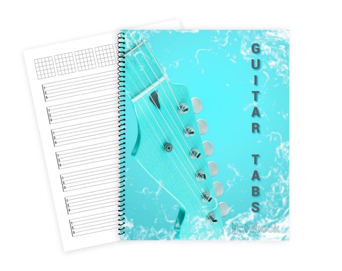 Guitar Tabs Notebook - Electric Blue, Easily Lays Flat