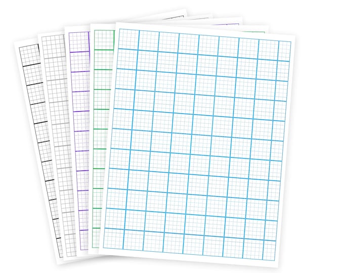 Loose Leaf Colored Graph Paper Refill - Standard Letter Size Notebook Paper, Pack of 25 (50 pages), Pre-Punched Options