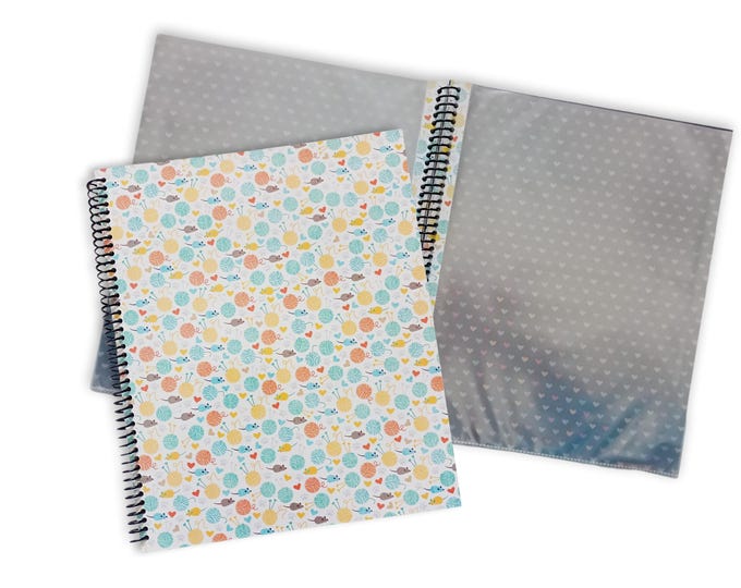Knitting Pattern Keeper - Spiral bound sheet protector and storage. 12 Letter Size Pockets. Lighter and easier to handle than a binder.