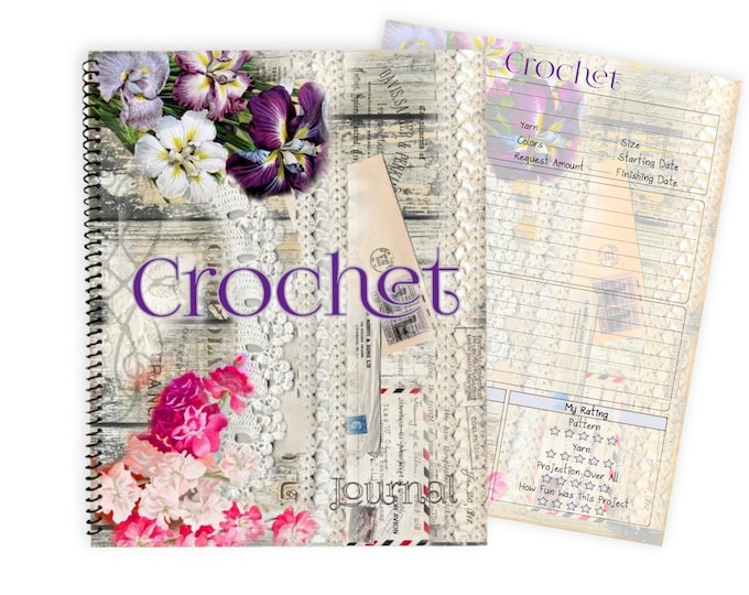 Crochet Journal - Crochet Project Planner, Easily lays flat, Decorative Pages