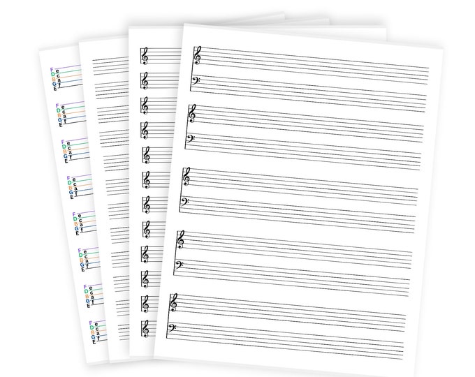 Printed Music Sheet Refills (25 Sheets) - Standard Letter Size Loose Leaf Filler Paper