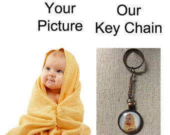 Personalized 25MM Key Chain. Upload any picture and it will be made into a key chain. You can personalized it up to 12 characters.