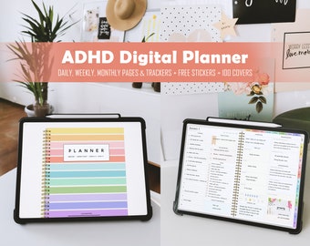 Adhd Daily Planner, Digital Planner ADHD, Adult Adhd Planner, UNDATED Daily Digital Life Planner, Neurodivergent, GoodNotes, Notability