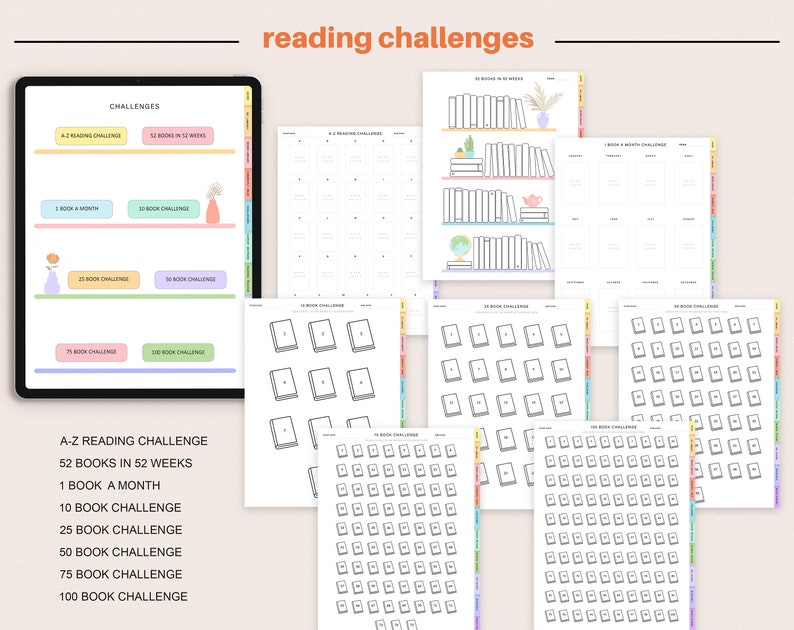 Digital Reading Journal Goodnotes Digital Reading Planner Etsy