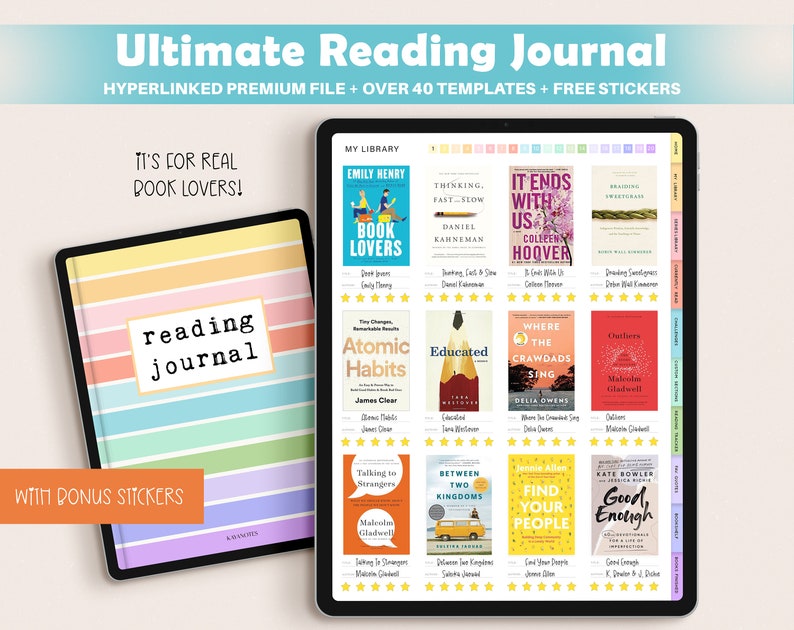 Digital Reading Journal Goodnotes Digital Reading Planner Etsy