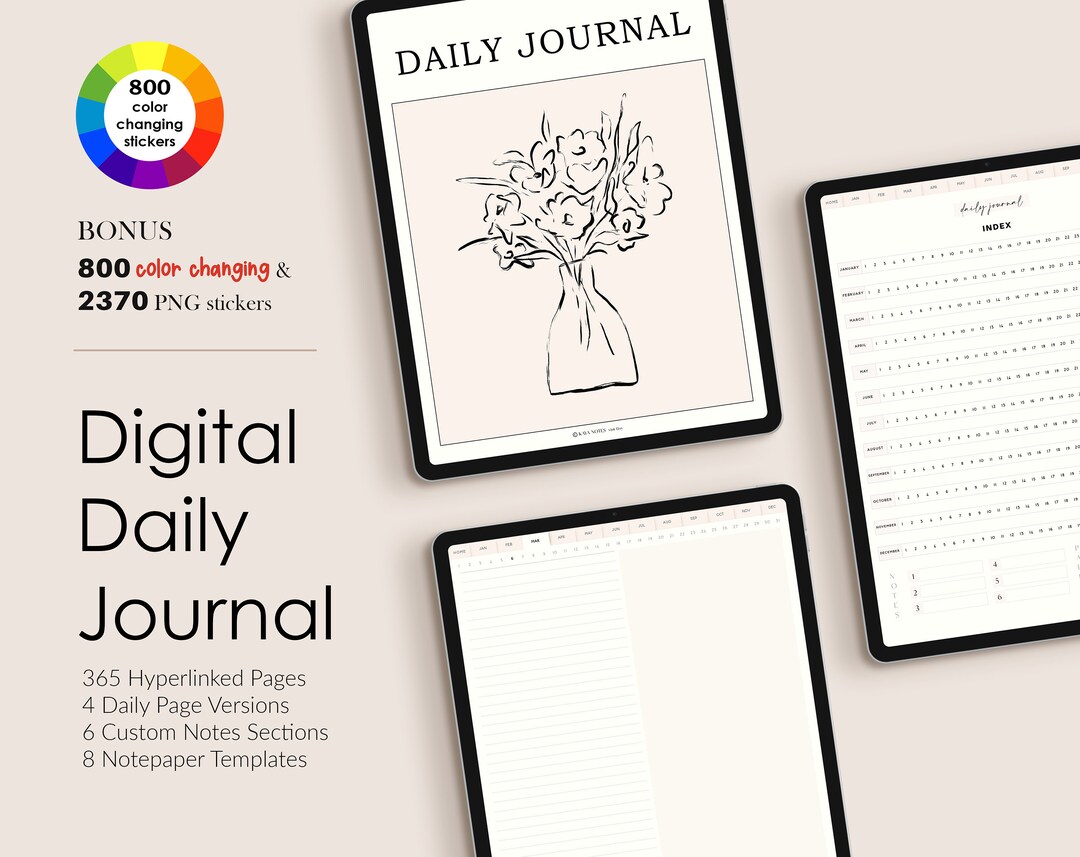 Digital Daily Journal 365 Pages Digital Journal for iPad - Etsy España