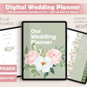 Digital Wedding Planner, iPad Wedding Planner, GoodNotes, Wedding Digital Download, PDF Wedding Planner, Wedding Binder, Editable 250 pages