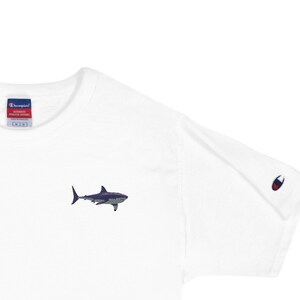 HUIJS // Embroidered Great White Shark Men's Champion T Shirt, US Sizes