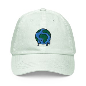 Embroidered Save Our Melting Planet Earth Adjustable Baseball Cap, Pastel Colored Global Warming Climate Change Dad Cap