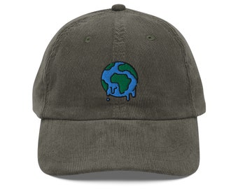 Gorra de béisbol ajustable Save Our Planet Earth bordada, gorra de papá del cambio climático del calentamiento global de pana vintage, disponible en múltiples