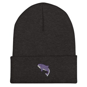 Embroidered Whale Shark Cuffed Beanie , 100% Cotton Whale Shark Knit hat, Available in Multiple Colours