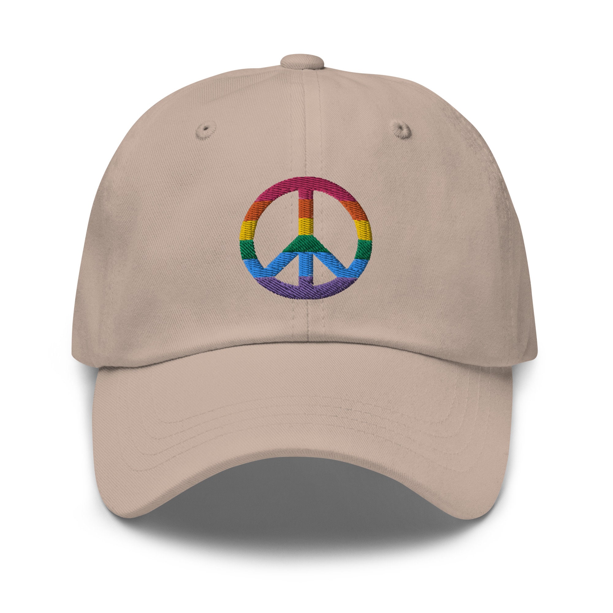 Peace Sign Caps Embroidered Rainbow Peace Sign Logo Adjustable Baseball Cap, 100% ...