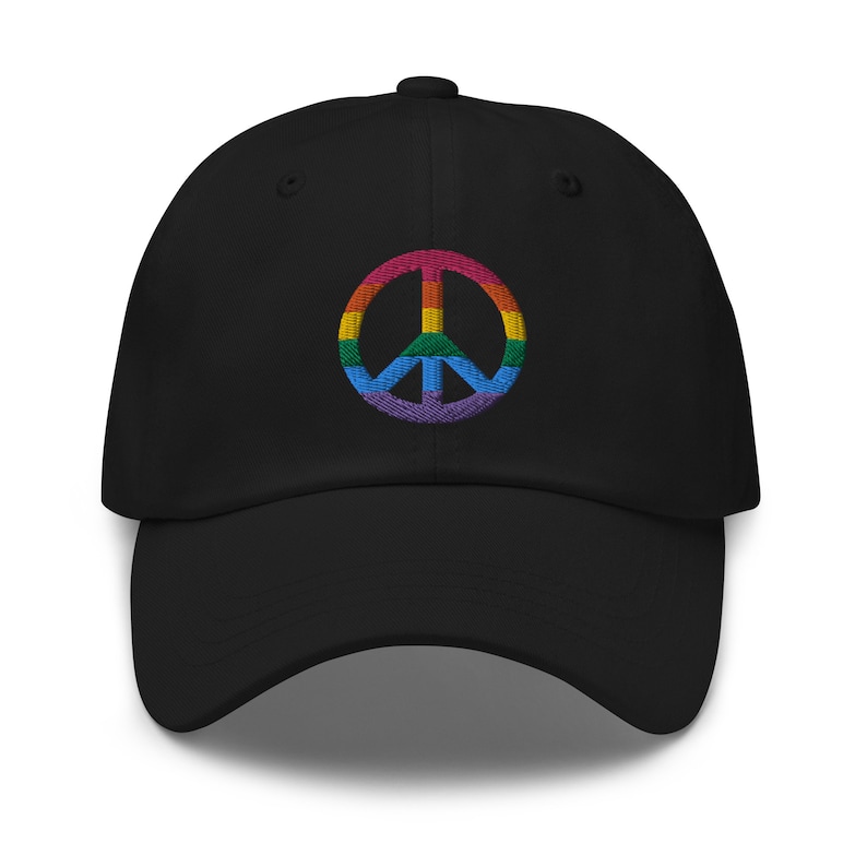 Peace Sign Caps Embroidered Rainbow Peace Sign Logo Adjustable Baseball Cap, 100% ...