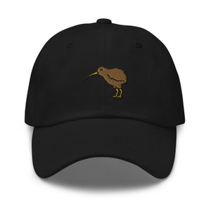 Embroidered Kiwi Bird Adjustable Baseball Cap, 100% Cotton Twill Dad Cap, Available in Multiple Colours