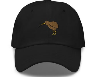 Embroidered Kiwi Bird Adjustable Baseball Cap, 100% Cotton Twill Dad Cap, Available in Multiple Colours
