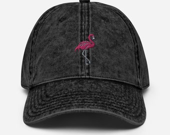 Vintage Baumwolle Flamingo gestickte Basketballmütze, Flamingo Baseballmütze, Flamingo Mütze, gestickt, Flamingo Caps, Flamingo Baseballmützen