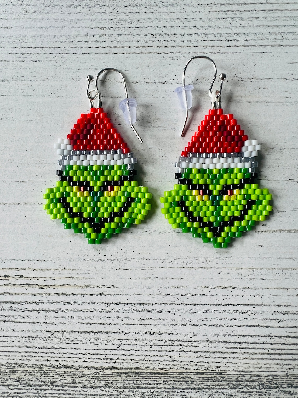 Grinch Earrings, Grinch Christmas, Christmas Earrings, Beaded Earrings