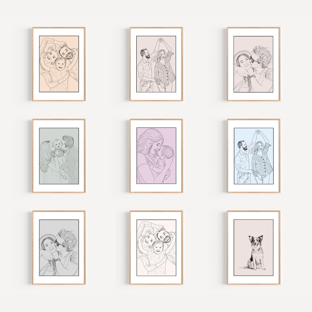 custom-line-art-portrait-personalized-wall-decor-digital-download-etsy