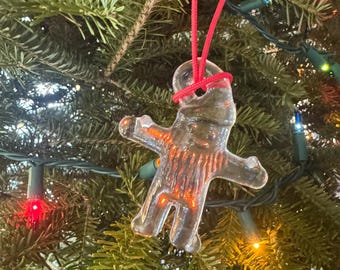 Vintage Santa Kosta Boda Clear Glass Hanging Sun Catcher Swedish Scandinavian Glass Christmas/Holiday Ornaments.