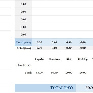 Weekly Pay Timesheet Spreadsheet Tracker - Printable Timesheet