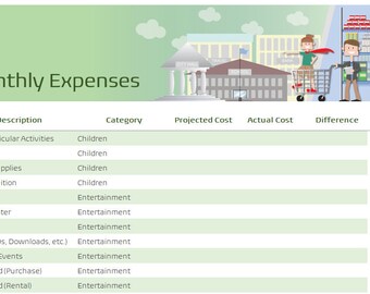 Monthly Budget Spreadsheet Expense and Budget Tracker, Simple Excel Paycheck Budget, 4 Tab Budget & Bookkeeping Spreadsheet, Finance Tracker