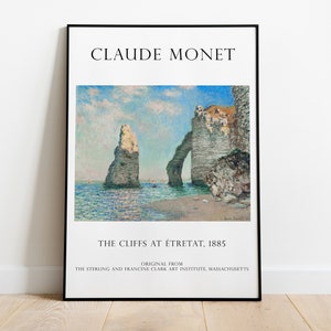 Claude Monet / Póster de los Acantilados de Étretat / Lámina impresionista / Decoración costera / Reproducción de bellas artes / Decoración del hogar / Regalo / Arte francés