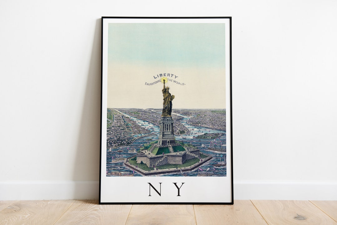 Vintage New York Travel Poster: Statue of Liberty Art Print - Etsy