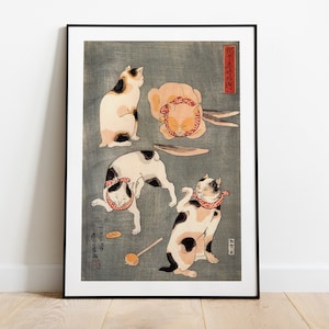 Utagawa Kuniyoshi Cats Art Print: Japanese Ukiyo-e Illustration