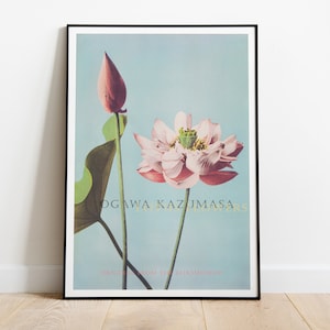 Ogawa Kazumasa Lotus Flower Print: Vintage Japanese Art Nouveau Poster