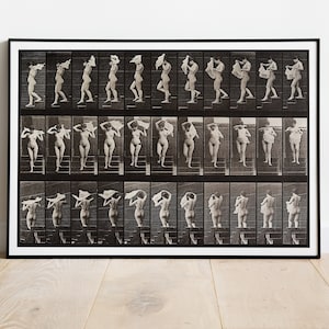 Eadweard Muybrücke | Frau Fortbewegung Platte Poster | Vintage Kunst | Bewegungsstudie | Wanddekoration | Retro Lerndruck | Geschenk
