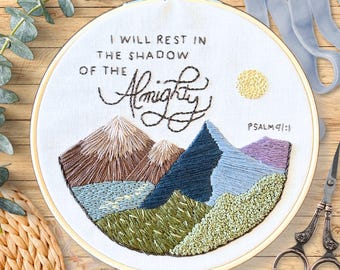 Shadow of the Almighty – Beginner Christian Embroidery Kit + Devotional (Psalm 91)